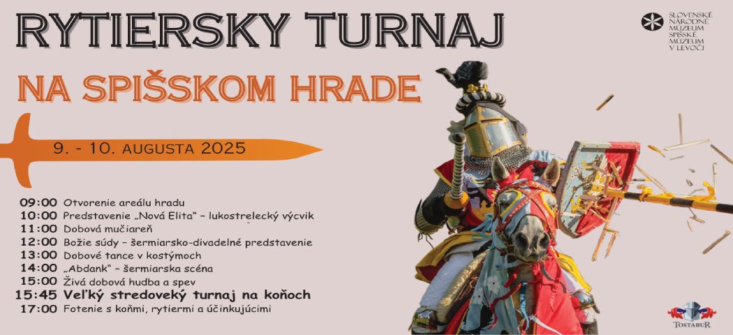 Stredoveký rytier na koni, plagát na podujatie na Spišskom hrade
