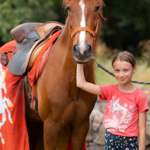 Malé dievčatko a ryšavý kôň